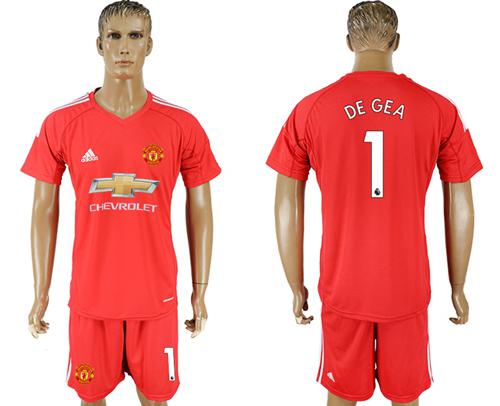 Manchester United #1 De Gea Red Goalkeeper Soccer Club Jersey